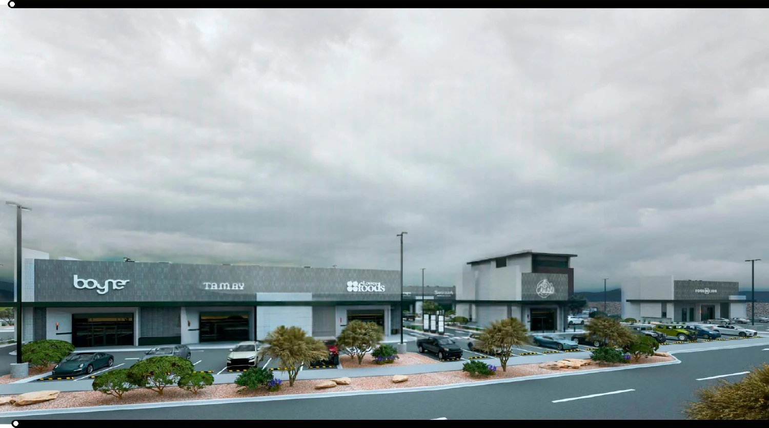 Vista principal del conjunto a nivel de calle — anteproyecto (render de referencia)