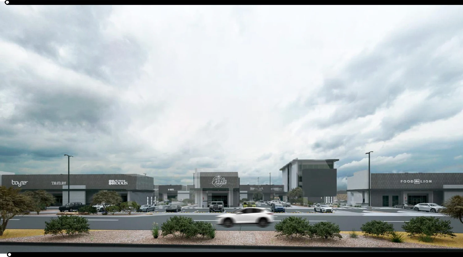 Tramo de locales comerciales del anteproyecto (render de referencia)