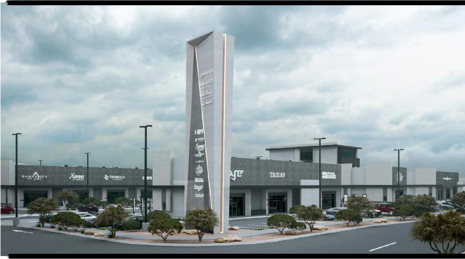 Edificio de esquina del desarrollo — anteproyecto (render de referencia)